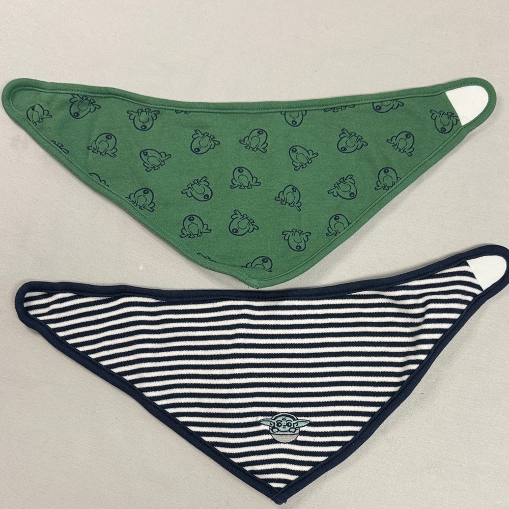 🐥 Star Wars X Amazon Essentials - NWOT -Green/Navy Mandalorian Bandana Bib Set